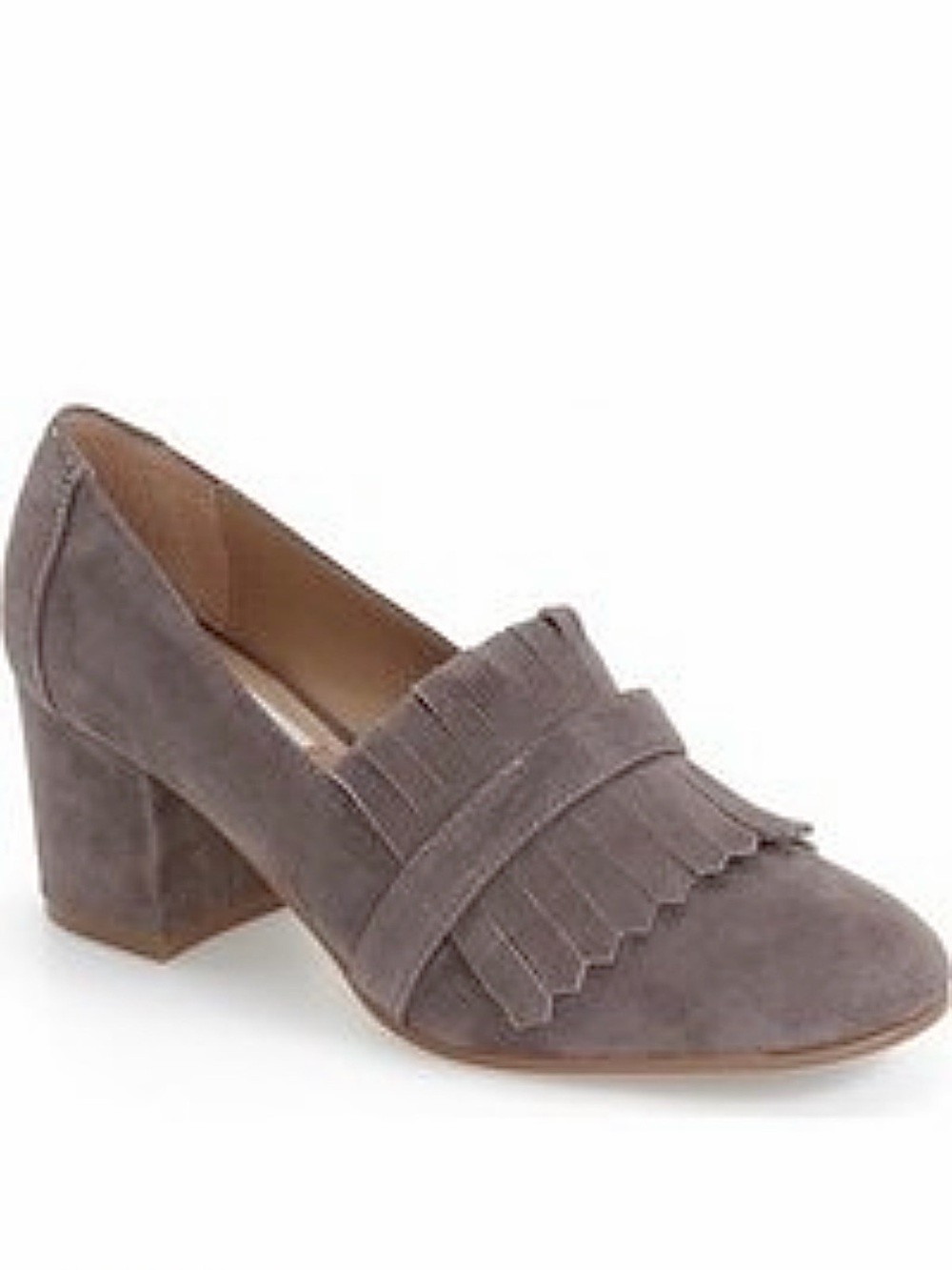 Steve Madden Kate fringe suede block-heel pumps - gray, 8.5